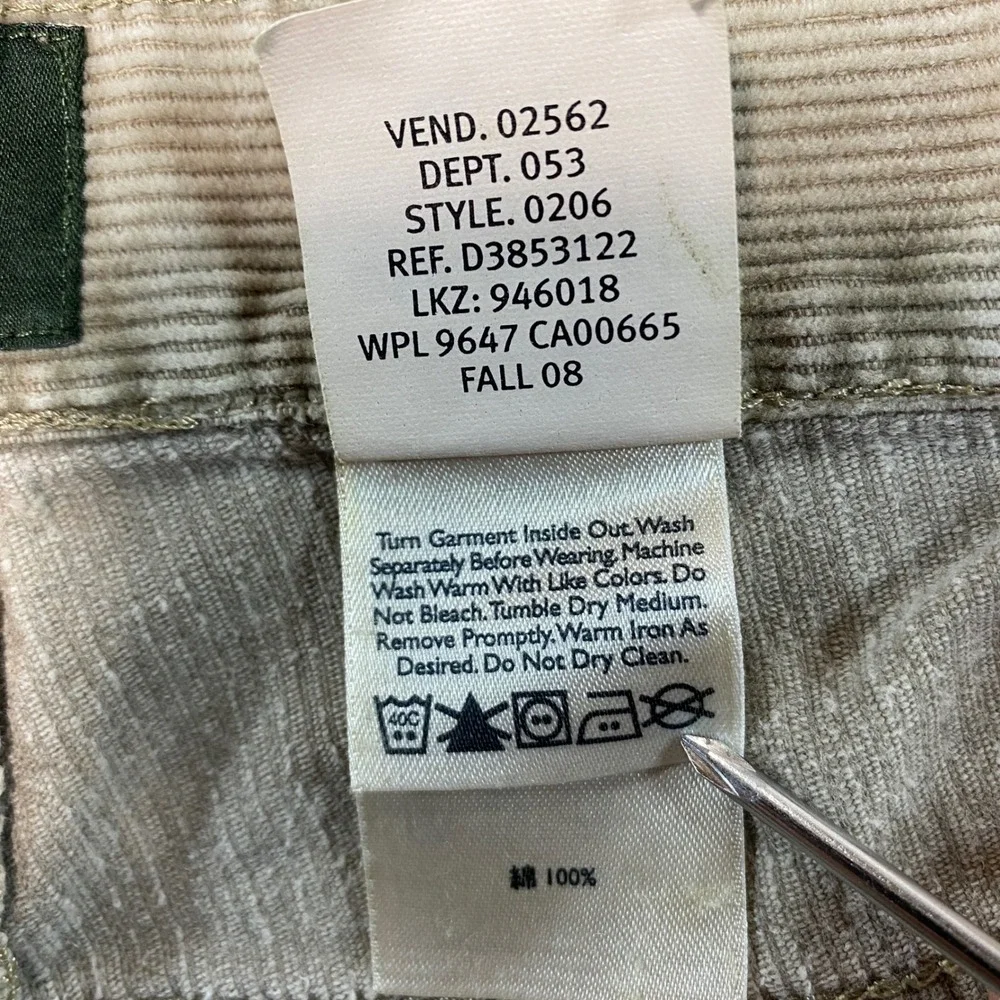 Eddie Bauer Mens Tan Corduroy Pants Original Fit‎ 100% Cotton W40 L32 Fall 08